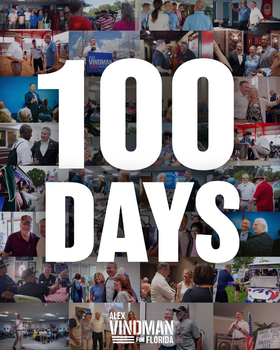 AVindman's tweet photo. Today officially marks 100 days until the November election — our chance to deliver a win for Florida and send Ashley Moody packing. 

I’ve served our country and stood up to corruption, and now, I’m running to be your fighter in the Senate. Full steam ahead 💪 https://t.co/MBwEpprQ3n