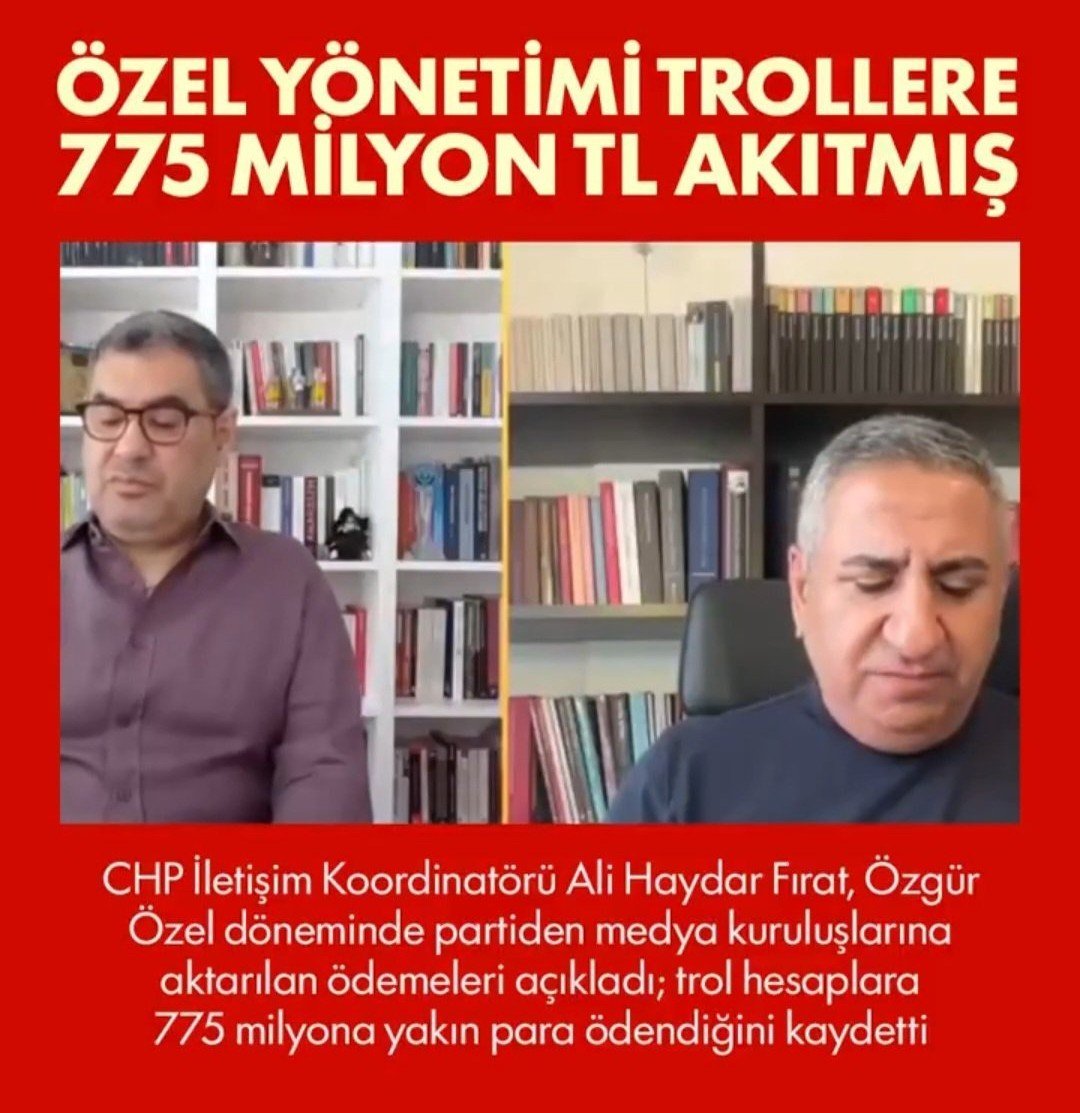 Zekeriya_Say's tweet photo. 📌Ali Haydar Fırat, geçtiğimiz günlerde çıktı.. 
*
Özgür Özel döneminde, CHP genel merkezinden fondaş medyaya giden paralara dair açıklamalar yaptı.
*
"Figürasyon başına 950 TL ödediler " iddiasıyla ortalığı ayağa kaldıran Birgün gazetesi, iki yılda CHP'den 3 milyon 511 bin 538 TL aldığına dair liste yayınlandı.
*
Trollere ise 775 milyon aktarıldığı iddia edildi.
*
Liste Kemal Kılıçdaroğlu'nun önüne gittiğinde..
*
Kemal Kılıçdaroğlu, "CHP zarar görmesin" diye yayınlanmasına izin vermemiş.
*
Eğer izin vermiş olsaydı...
*
Kılıçdaroğlu'na "hain" diyenlerin, 950 lira üzerinden gazetecilik taslayanlar, susacaktı‼️
*
Kılıçdaroğlu artık Özgür Özel yönetiminin akıttığı para listesini derhal açıklamalı...
@kilicdarogluk