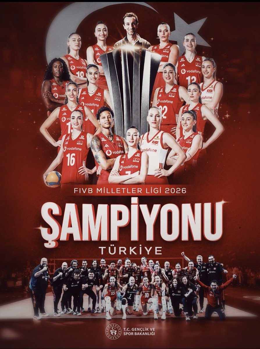 FilizHendekci's tweet photo. Voleybol Milletler Ligi finalinde rakibi Brezilya'yı mağlup ederek, 2026 Voleybol Milletler Ligi şampiyonu olan A Millî Kadın Voleybol Takımımızı yürekten kutluyoruz.
Ay-yıldızlı bayrağımızı bir kez daha uluslararası arenada gururla dalgalandıran #FileninSultanları, harikasınız https://t.co/ptB2dDJbpj