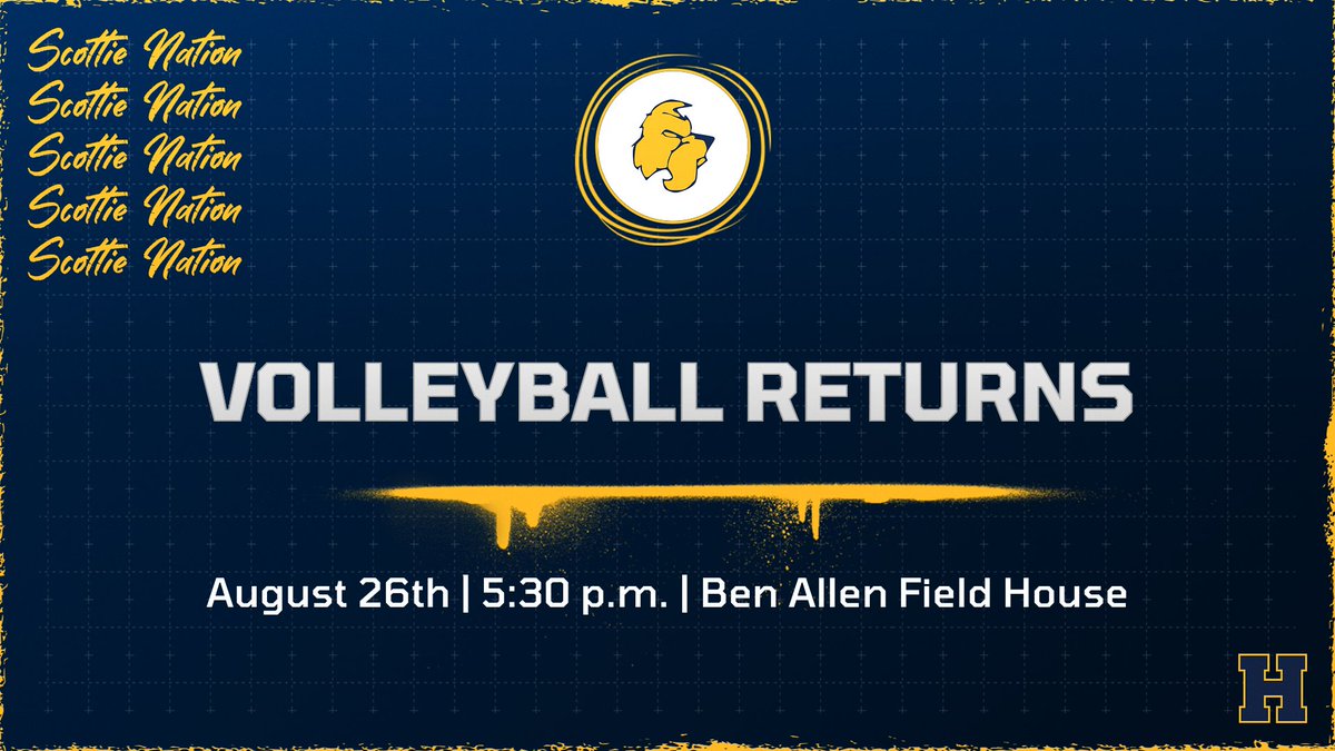 HCCscotties's tweet photo. The Scotties are back! Volleyball home opener August 26th at 5:30 p.m. in Ben Allen Field House. Pack the stands! #ScottieNation https://t.co/qfEC3x9Dgg