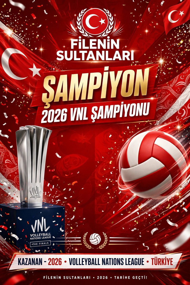store_35's tweet photo. Dünyanın zirvesinde yine bizim kızlar var! 🏆 VNL 2026 Şampiyonu Filenin Sultanları’nı gururla tebrik ediyorum. Gururumuzsunuz! 🇹🇷✨ #FileninSultanları #VNL2026 https://t.co/BnxOBetWrv