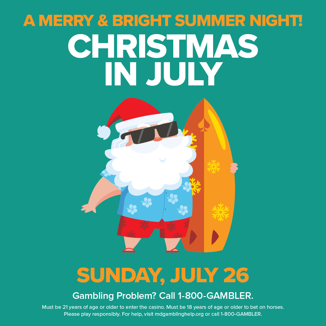 OceanDowns's tweet photo. TONIGHT! It's Christmas in July trackside!!❄️🏄

First post time: 6:40pm

#ocmd #oceandowns #freefun #christmas #harnessracing https://t.co/zm5G1wEANS