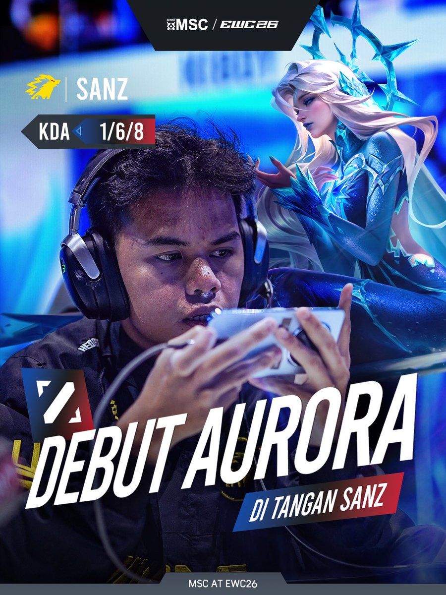 mplidofficial's tweet photo. Mencoba membuat SRG kedinginan, Sanz gunakan Aurora dengan cukup sabar yang berbuah kemenangan ONIC di game pertama 🥶
#MSCatEWC26 #MSCatEWC26MainStage #NiceGame #ONIC Sanz https://t.co/0XM2G6v6Qo