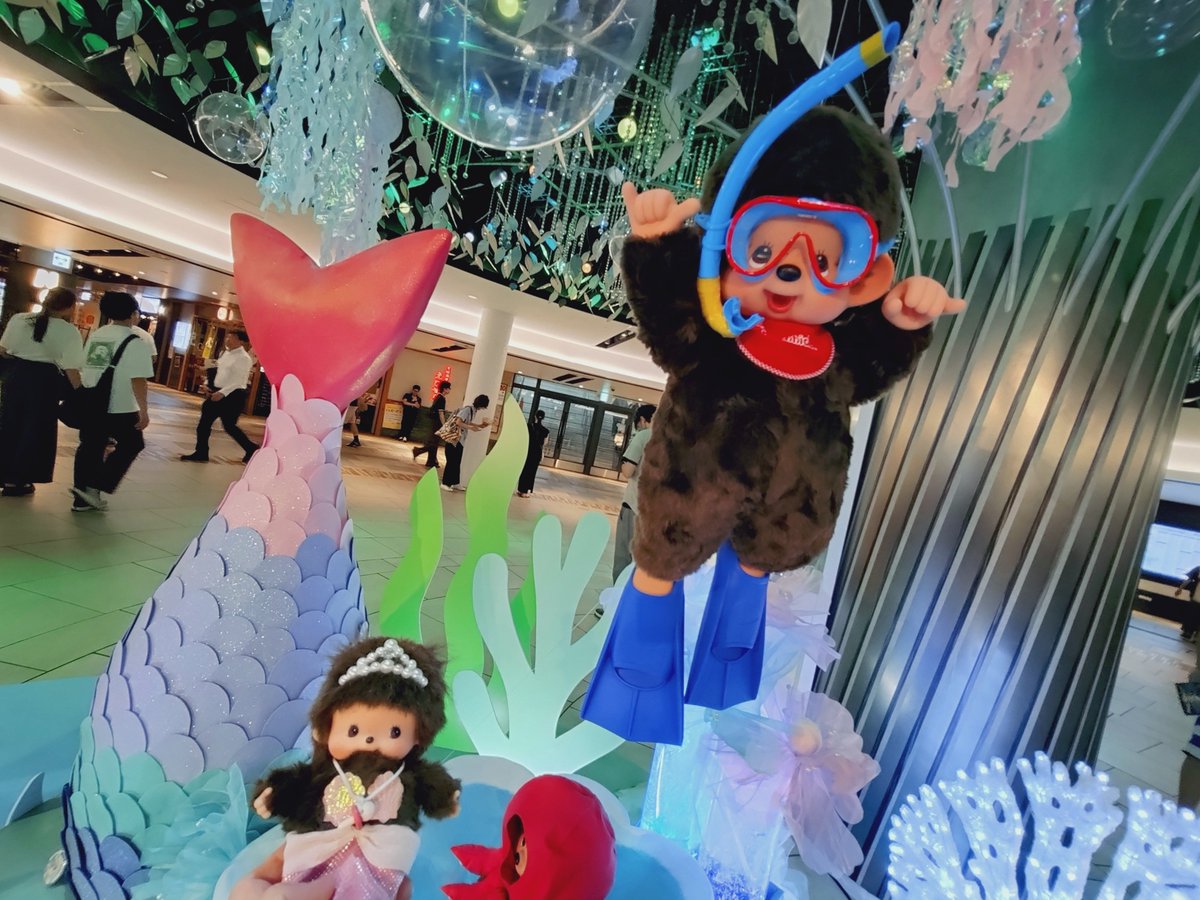 uko117's tweet photo. 海が大好きなので🌊🪸
この展示 最高によかった👍️🥰
#モンチッチ #monchichi 
#ホワイティうめだ https://t.co/6I56QXhUbT