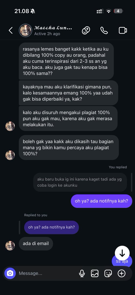 recreathings's tweet photo. disini aku merasa L playing victim. emosi dikit sih, jadi mau gak mau ya aku harus pakai card akhir—kasih bukti. 

dia mengakui cuma terinspirasi dari 2 judul fewtweets, tapi aku sertakan bumti lain yang justru membuat dia mengakui kalau ya… ga cuma 2 ternyata kan? 

aku beneran gpp loh kalo dia mau ngaku minimal ‘inspired by’ secara terang-terangan. tapi duh…