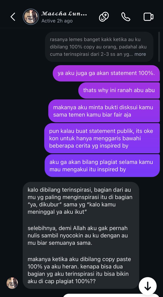 recreathings's tweet photo. disini aku merasa L playing victim. emosi dikit sih, jadi mau gak mau ya aku harus pakai card akhir—kasih bukti. 

dia mengakui cuma terinspirasi dari 2 judul fewtweets, tapi aku sertakan bumti lain yang justru membuat dia mengakui kalau ya… ga cuma 2 ternyata kan? 

aku beneran gpp loh kalo dia mau ngaku minimal ‘inspired by’ secara terang-terangan. tapi duh…