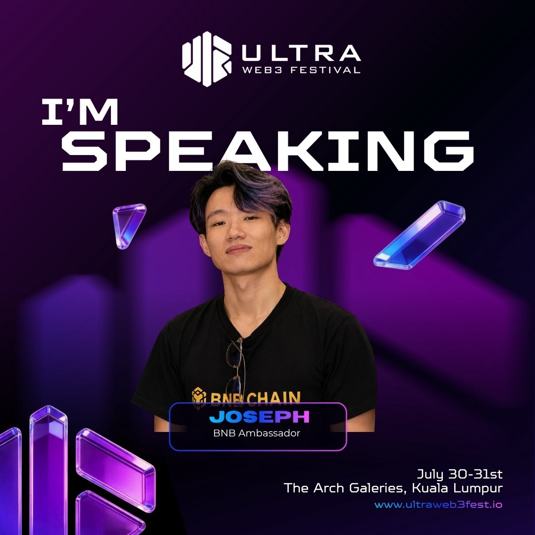 _0xJoseph's tweet photo. Excited to announce that I’ll be speaking at @UltraWeb3Fest! First time joining as a panel speaker 🎤😆

Let’s connect at the event — it runs for two days on 30th & 31st July! 🔔

Want to attend? We’re giving away free tickets in the @BNBCHAIN Malaysia & Singapore community! 🇲🇾🇸🇬
Join the group to grab your spot 👇
https://t.co/hkd2EQOnfk