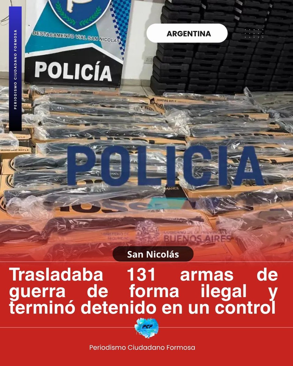 PerioCFsa's tweet photo. Trasladaba 131 armas de guerra de forma ilegal y terminó detenido en un control

El cargamento de pistolas, revólveres, escopetas, fusiles y carabinas nuevas se encontraban en una camioneta. El conductor tiene domicilio en #Resistencia #Chaco. https://t.co/R5Bc2j4GYb