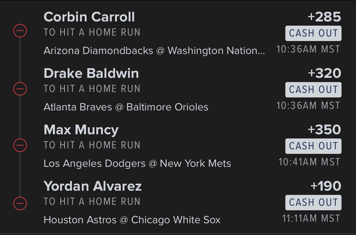 abodds22's tweet photo. DON’T SCROLL WITHOUT PICKING ONE. 

💣 Corbin Carroll

💣 Drake Baldwin

💣 Max Muncy

💣 Yordan Alvarez

Comment the first player to go yard. If this sweeps, everyone who replied can celebrate together. https://t.co/c0K8v4YWGN