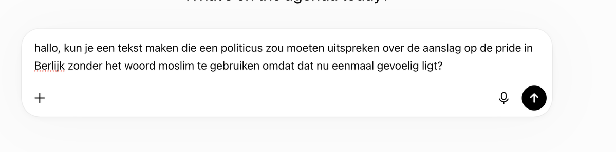 teunvoeten's tweet photo. Ik vroeg AI om een tekst te schrijven om afschuw #MoslimAanslag #Berlijn te uiten zonder verwijzingen naar de #Islam
"Vandaag #Rouwen we.
Morgen #Bouwen we"
#BerlijnTerreur https://t.co/u8RI2l5gBh