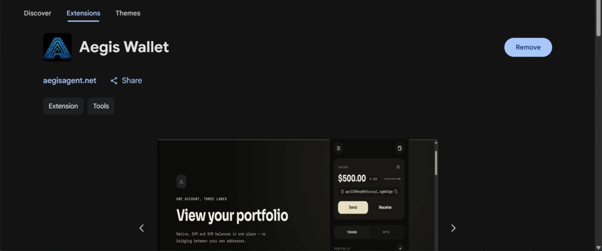 Aegisaiagent's tweet photo. Happy to announce that Aegis wallet extension is now live on chrome webstore,

Aegis is an ecosystem wallet for the @QoreChain community.

Install and enjoy 🔥

https://t.co/VULK207id2 https://t.co/OMnRA0l5Pf