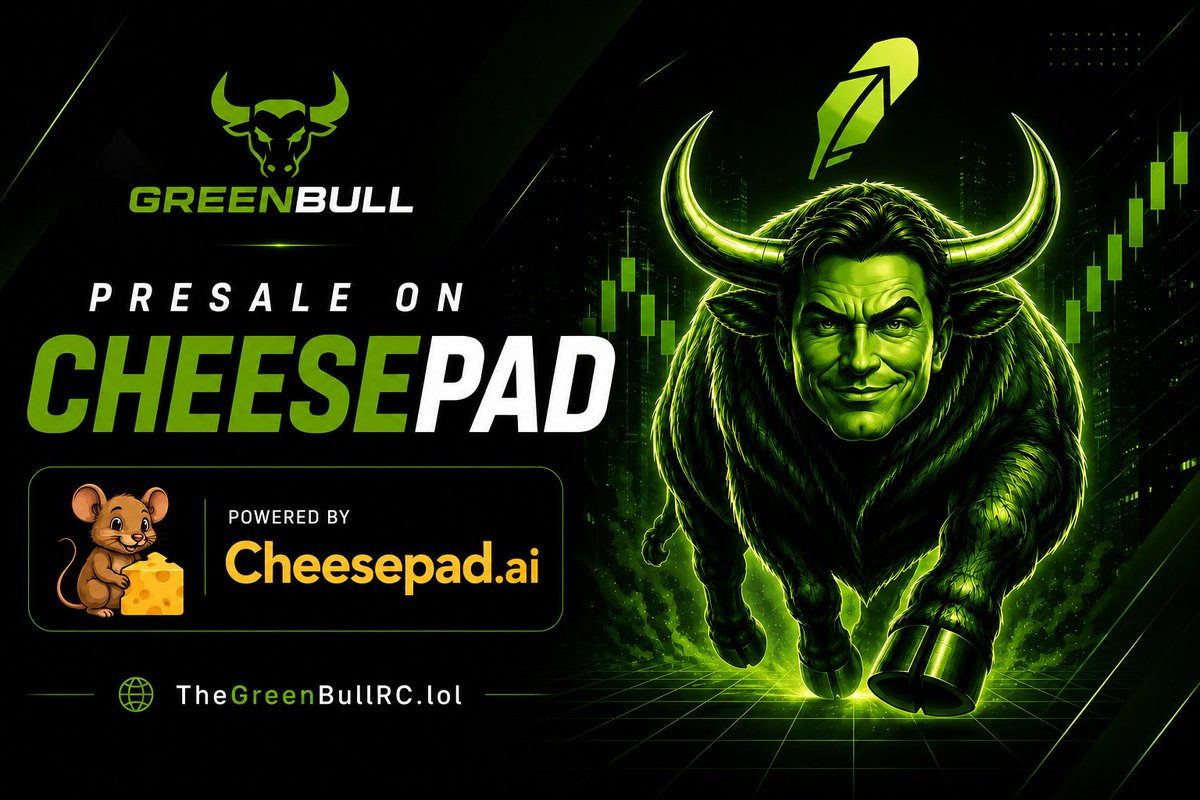 TheGreenBullRc's tweet photo. 🐂$GREENBULL Whitelisted presale On @cheesepad 

🟢Presale Link : https://t.co/tL9aHGomGZ

🚫 No Private Sale
🚫 No Team Tokens

📊 DexTools, GMGN, DexScreener & AVE Trending
⚡ CMC Fastrack
📣 Ads on all major crypto websites
🌟 Tier-1 KOLs & Influencers
💰 Tax: 3/3

…and much more 👀

🗓 Presale: July 30th, 14:00 UTC

📜 CA: 0x7F239a9F752D2cF3a348100cFC97d5340dDB6666

🌍Website: https://t.co/lOuiHd2SmJ
🕊Twitter: https://t.co/7mvBbSfuHL
✉️Telegram: https://t.co/qblBfoq1q1
#Greenbull