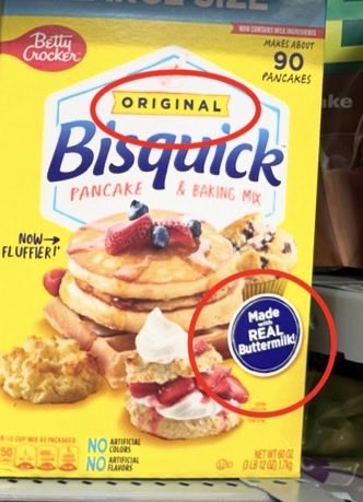 RobNicholas4323's tweet photo. What the hell @Bisquick !!!  You should NOT add milk ingredients to your mix and STILL call it original. I grabbed the box seeing original and almost made something for my granddaughter  who has allergies!! https://t.co/QEDzYdFvRQ