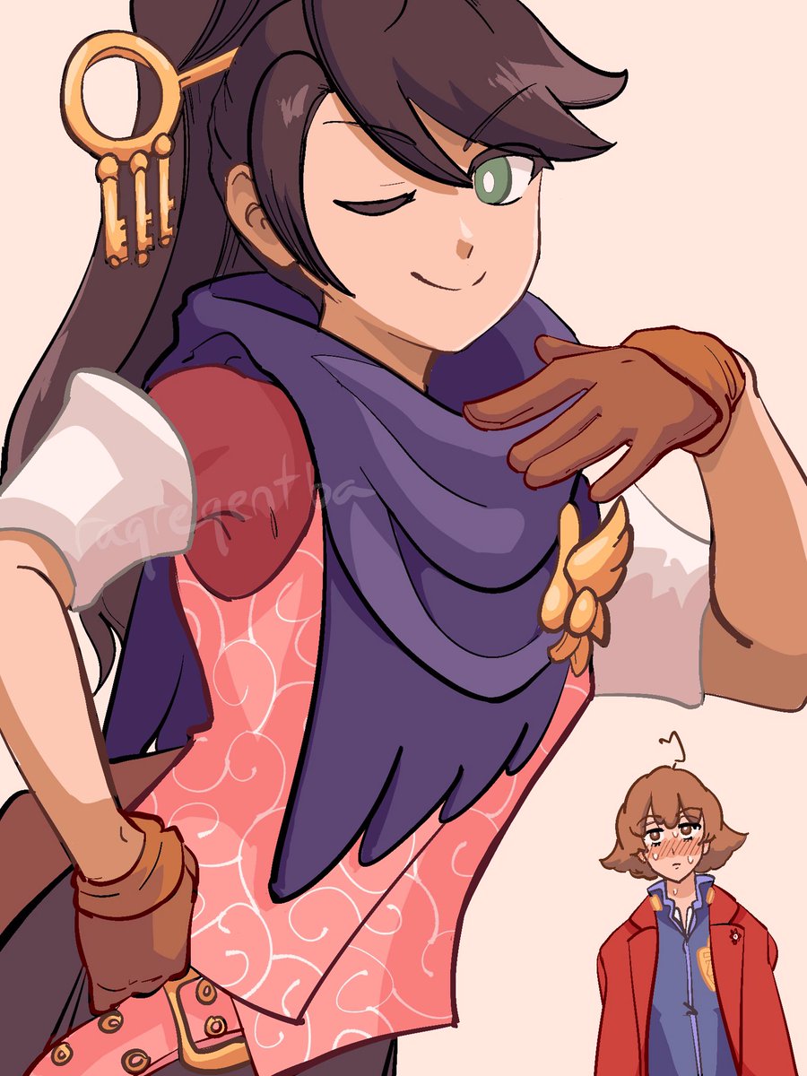 raqreqentba's tweet photo. #AceAttorney Kay Faraday and Eustace Winner for Heart Heist's title screen https://t.co/o6zXGVvrpH