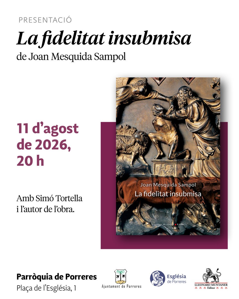 JMesquida's tweet photo. A Porreres, dia 11 d'agost, a les vuit del capvespre... @AjuntPorreres @LleonardEditor @SimoTortella https://t.co/Tzis5psVeq
