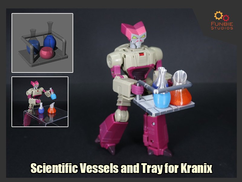 FunbieStudios's tweet photo. Out of the opening scenes of the '86 movie - the scientific vessels and tray which Kranix carried. The tray has a separate handle piece which first slots into his hands, and then have its base piece attached.

#3dprint files now up at https://t.co/i4cQdLaSHj! https://t.co/NJ2Wt9FYjl