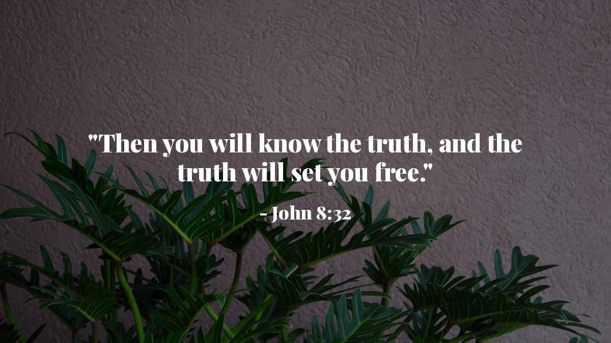 verse_each_day's tweet photo. "Then you will know the truth, and the truth will set you free." - John 8:32 https://t.co/SfzUrmqzGM
