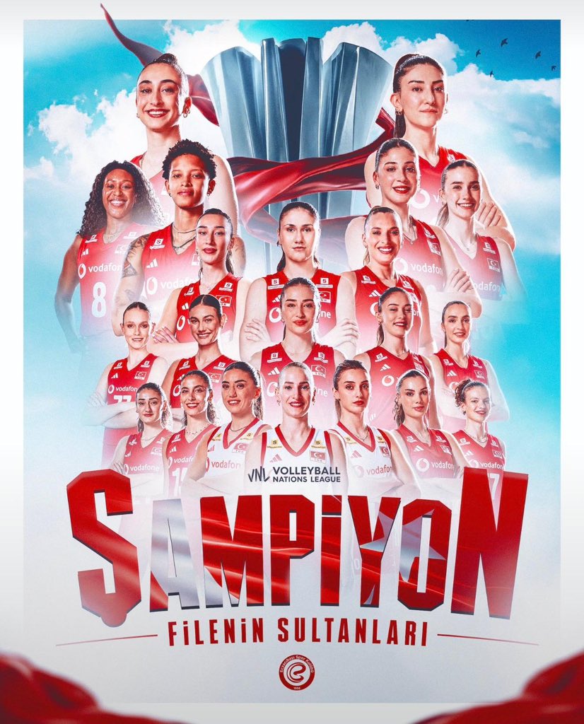 gantepvaliligi's tweet photo. 🇹🇷 Filenin Sultanları yine tarih yazdı!

2026 FIVB Milletler Ligi Finali’nde güçlü rakibi Brezilya’yı 3-1 mağlup ederek şampiyon olan A Milli Kadın Voleybol Takımımızı yürekten kutluyoruz.

Azimleri, mücadeleleri ve ay-yıldızlı bayrağımızı zirvede dalgalandıran büyük başarılarıyla milletimize bir kez daha tarifsiz bir gurur yaşatan Filenin Sultanları’na teşekkür ediyor; sporcularımızı, teknik ekibimizi ve emeği geçen herkesi gönülden tebrik ediyoruz.

Şampiyonluk bize çok yakışıyor 🇹🇷🏆

#FileninSultanları