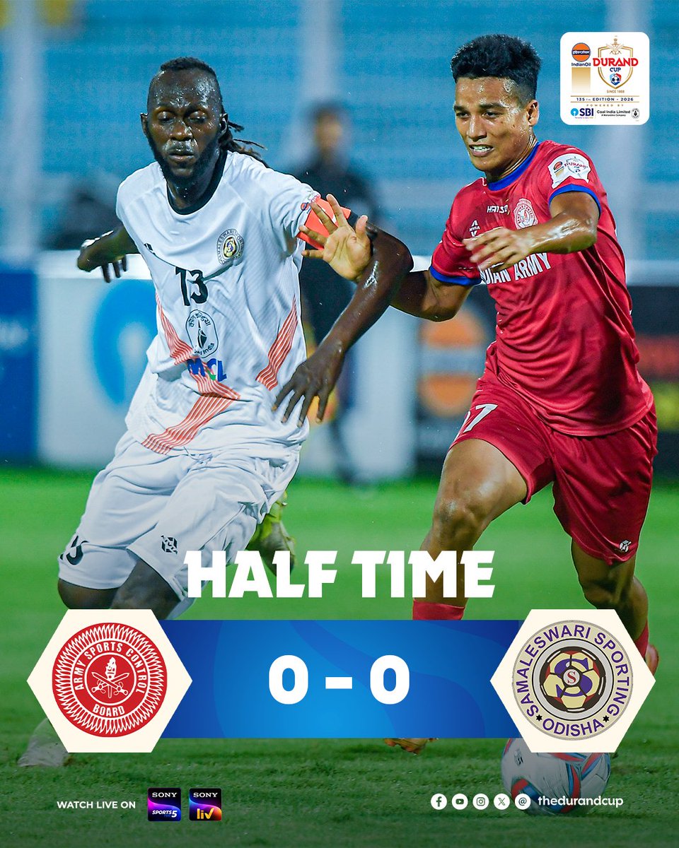 thedurandcup's tweet photo. HT | IAFT 0 -0 SAM
All square at Half time.
Watch Live on @SonySportsNetwk and @SonyLIV
#IAFTSAM #135thEditionofIndianOilDurandCup #PoweredbySBIandCIL #DeshKaCup #ManyChampionsOneLegacy https://t.co/VeH9rKy71Z