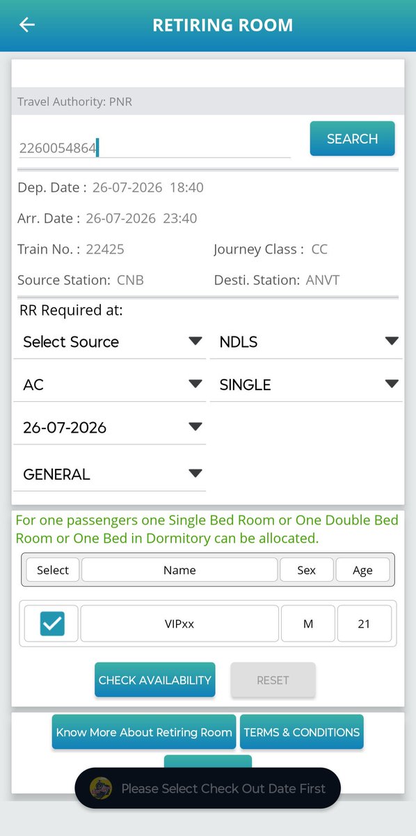 vk521945's tweet photo. No such option available for check out date selection, then why this error??

@RailMadad @AshwiniVaishnaw @RailMinIndia @RailwaySeva https://t.co/cNVNuGCSxv