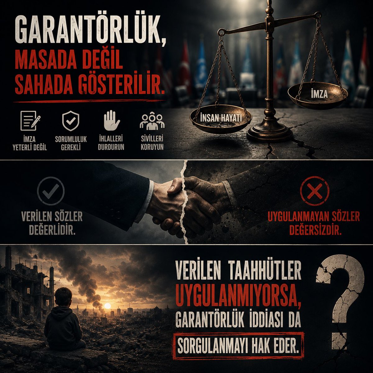 SerhatTesim's tweet photo. Garantör olmak, imza atmak değildir. İhlalleri durdurabilmektir. Verilen taahhütler uygulanmıyorsa, garantörlük iddiası da sorgulanmayı hak eder.

 #SizeYalanSöylediler https://t.co/UHyvcfhJmW