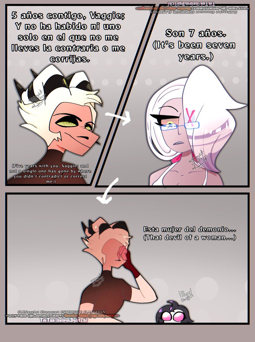 LRNanyArt's tweet photo. That friendship is more like an old country couple's marriage than anything else 🐊 🎀  [Platonic] #HelluvaBoss #HazbinHotel #HelluvaBossStriker #HelluvaBossOctavia #HazbinHotel #Vaggie #Octavia #Striker #LRNanyArt #Strikggie #LanceGun #minicomic https://t.co/EfyVgrahKm