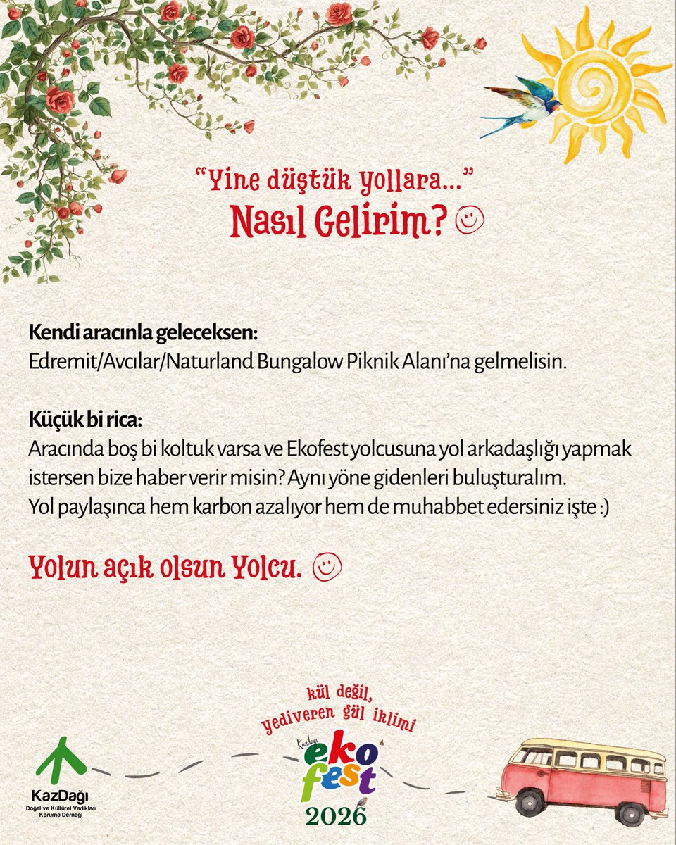 ekofest1's tweet photo. “Yine düştük yollara…” Bu yılki Ekofest rotan bu gönderide.
Kazdağları'nda görüşmek üzere Yolcu.💚
#KazdağıEkofest2026 #KazdağıKoruma https://t.co/kCPnPiRbGI