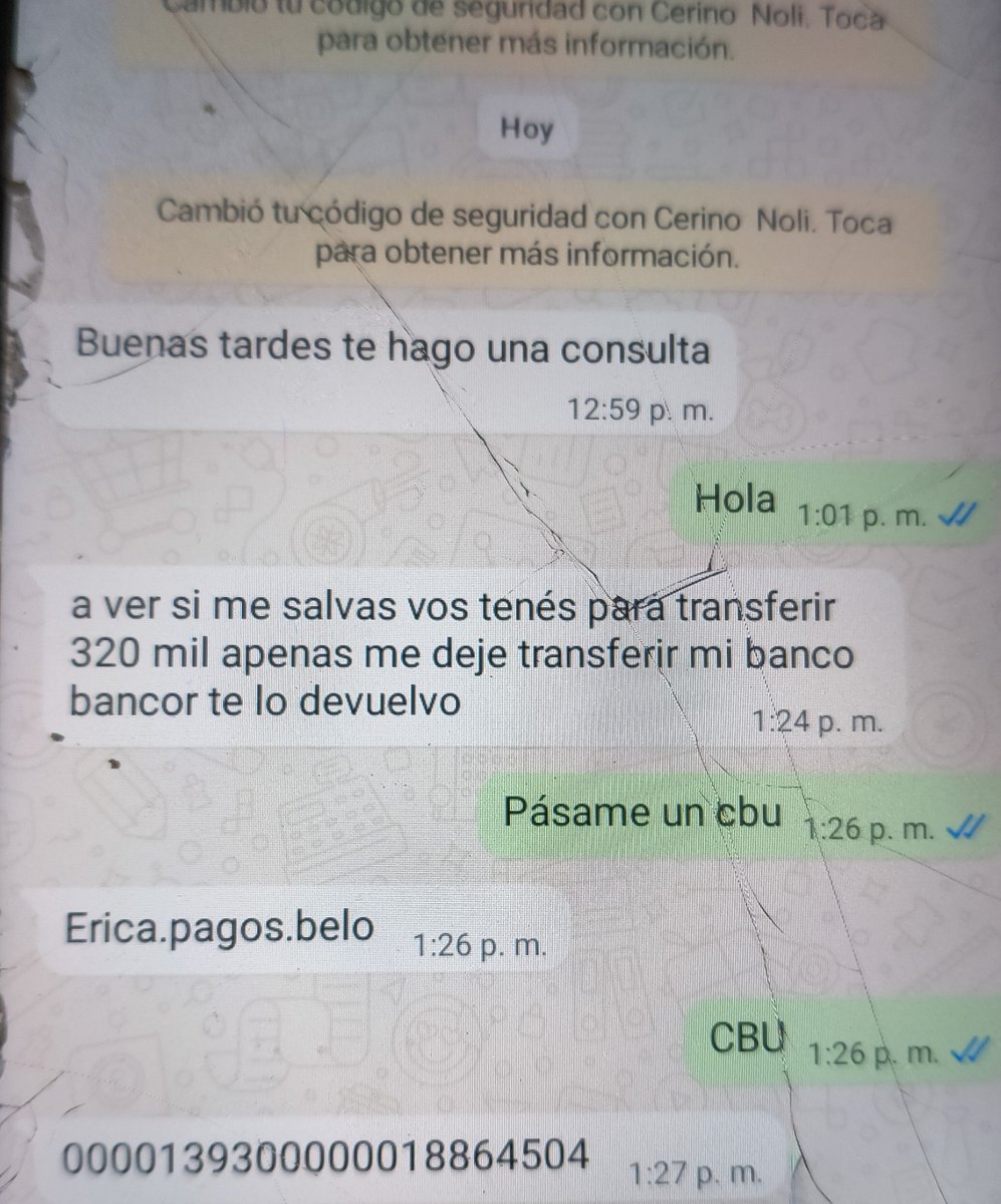 backup_galeober's tweet photo. Buenas tardes!!
Hoy le hackearon el whatsapp a mi papá por 40 minutos.. tremendo alboroto.. aqui les dejo los datos que usaban para la estafa.
Te llaman desde el celular 351 77 152 17 diciendo que son de la compañia celular..
Haganló famoso!! https://t.co/T7sp2tnleZ