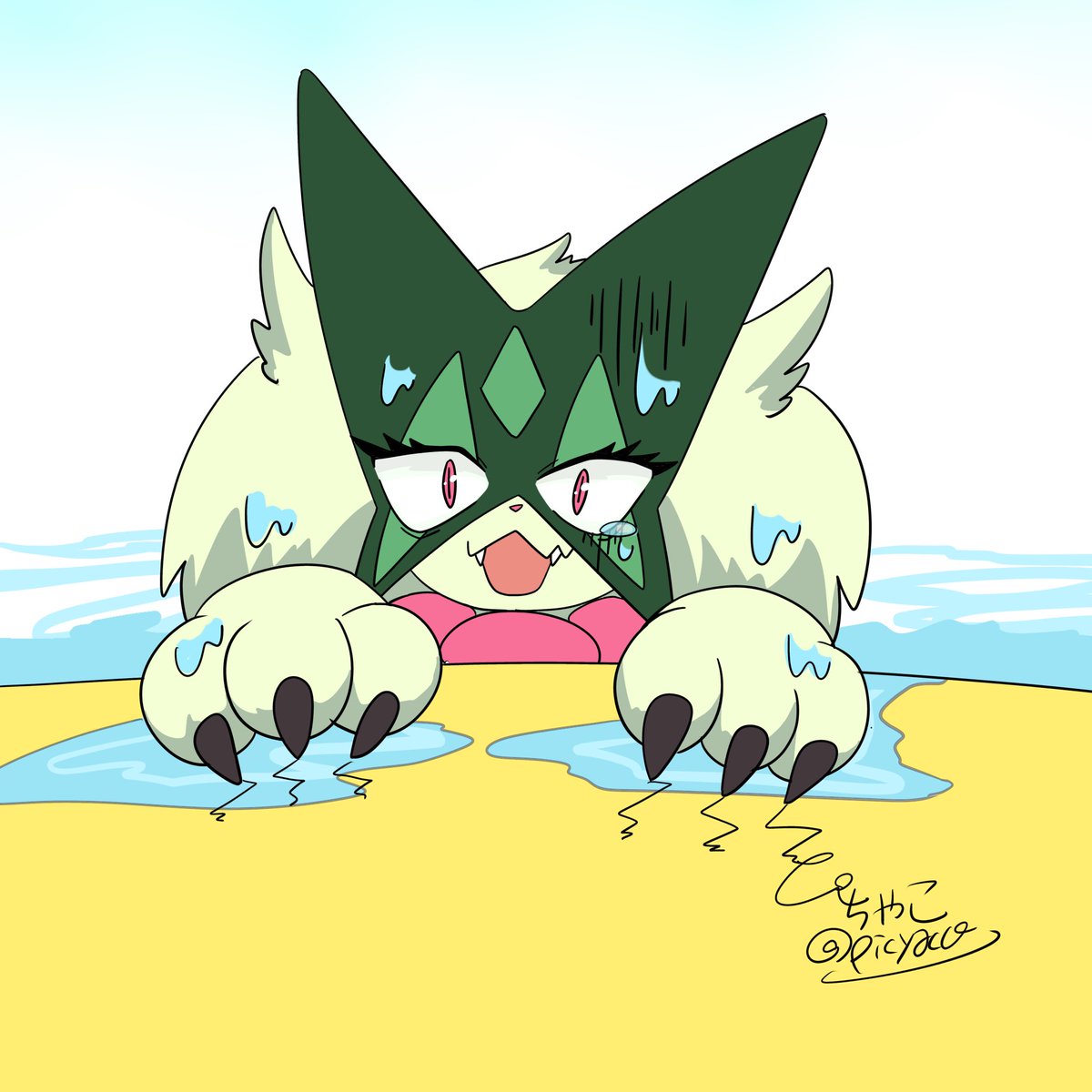 picyaco's tweet photo. 泳げない🐱💦
(she can't swim )

#Meowscarada #pokemonfanart https://t.co/FJShe4xWjB