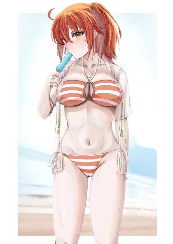 LastFujimaru's tweet photo. It's so hot... Hm? Would you like a popsicle too? https://t.co/JsRyfkk5w4