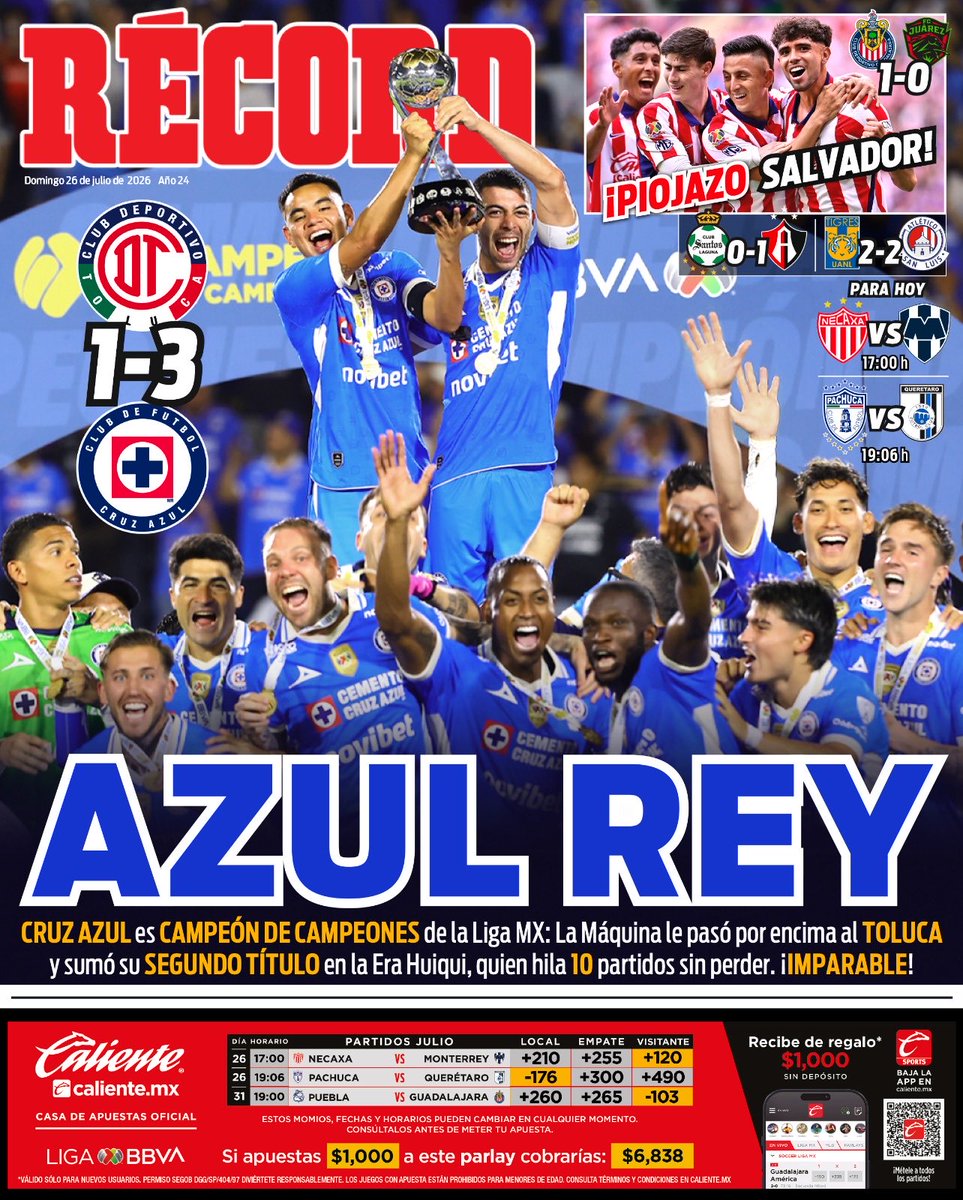 Historia_Azul's tweet photo. Cruz Azul se roba las portadas del día. 🏆💙 https://t.co/CCF6RwGiPg