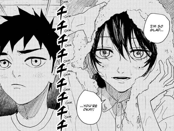 PikkuProgram's tweet photo. Society deems that men should make the first move: the ones who 'act as the shoulder to cry on'.. And I just can not express enough how much I love Kagurabachi, Hokazono, for yet again, subverting expectations.

This isn't a fairytale knight in shining armor - this is human. https://t.co/r94Oi88Kpm