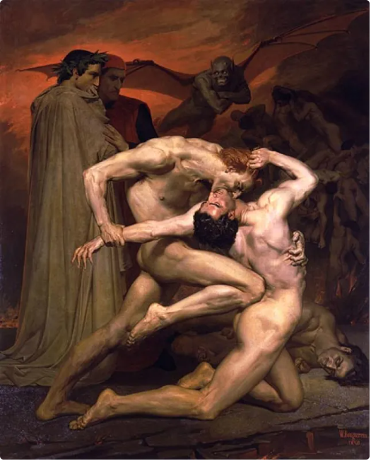 Ripushko_Arts's tweet photo. My work for the "Art on the Tail" collection.
@maloviyua 

We had to draw a variation on a famous painting, but with mermaids. 
I got a painting by William-Adolphe Bouguereau, "Dante and Virgil in Hell" 🧡 https://t.co/cmKmGmPJcx