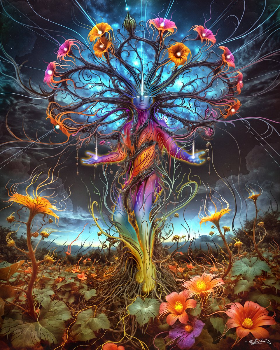silviovieiraart's tweet photo. Through endless dark,
 
Flowers glow,

Conscious, expanding

Where life must flow,

Vines and veins,

Stars like dreams,

Rebuild in silence,

Manifest,

Through cosmic streams.

- Biocosmic Reformulation - https://t.co/pROwYSUpgn