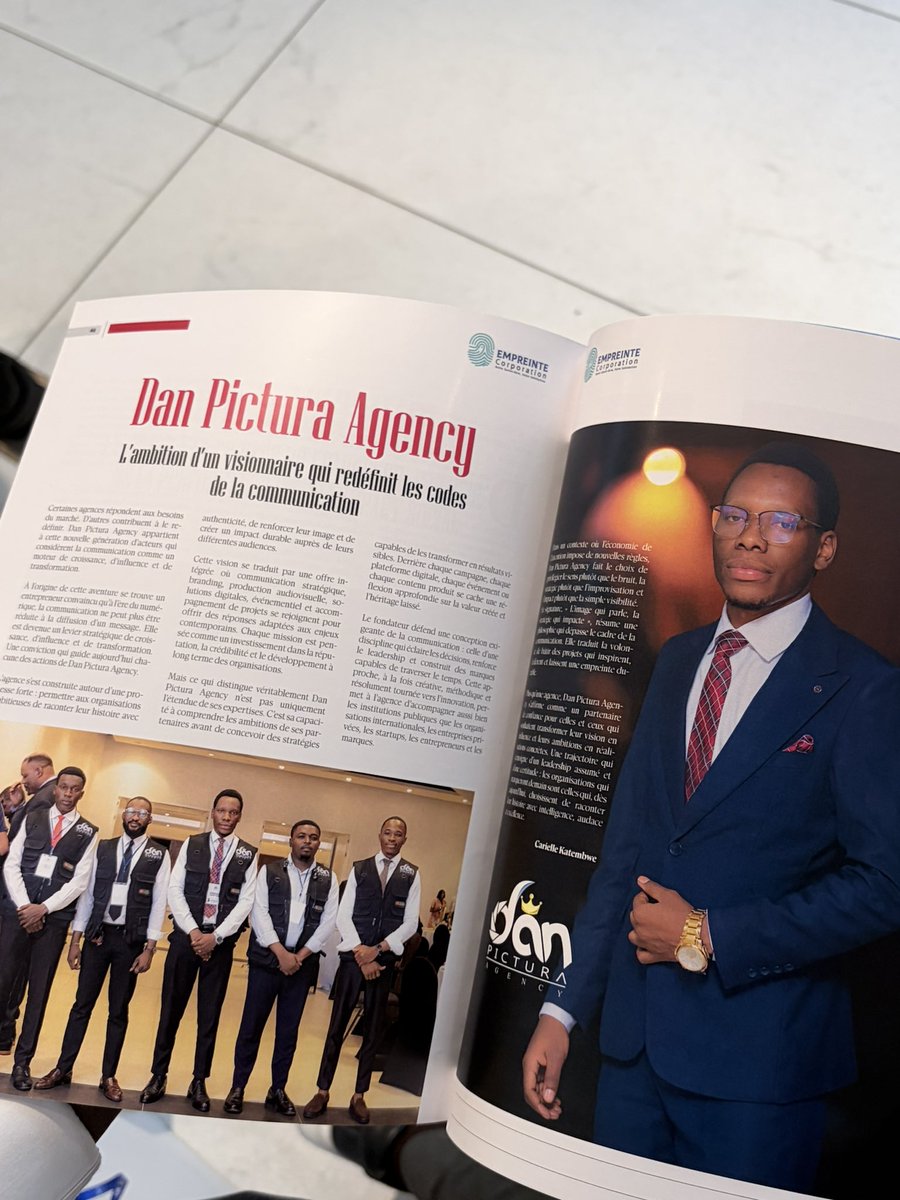danmonga01's tweet photo. Une immense fierté de voir Dan Pictura Agency figurer dans Empreinte Magazine. Cette reconnaissance récompense des années de travail, de persévérance et de passion. Merci à Empreinte Magazine, à mon équipe et à tous ceux qui croient en notre vision. 
@danmonga01 https://t.co/M19gHgcZvT