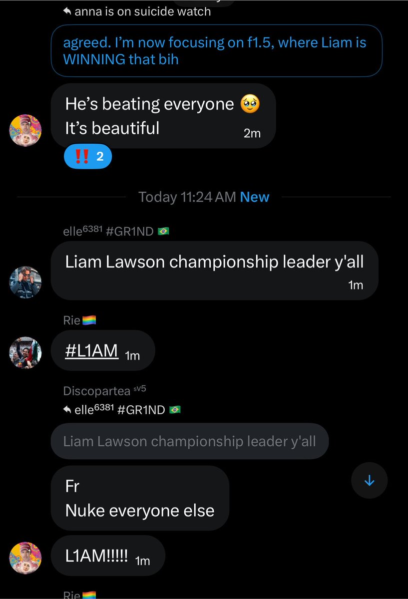 vcarbcedes's tweet photo. forcing all my friends to like Liam Lawson one shitty race at a time #L1AM #L1ghtningLawson https://t.co/Bd8ceY629Z