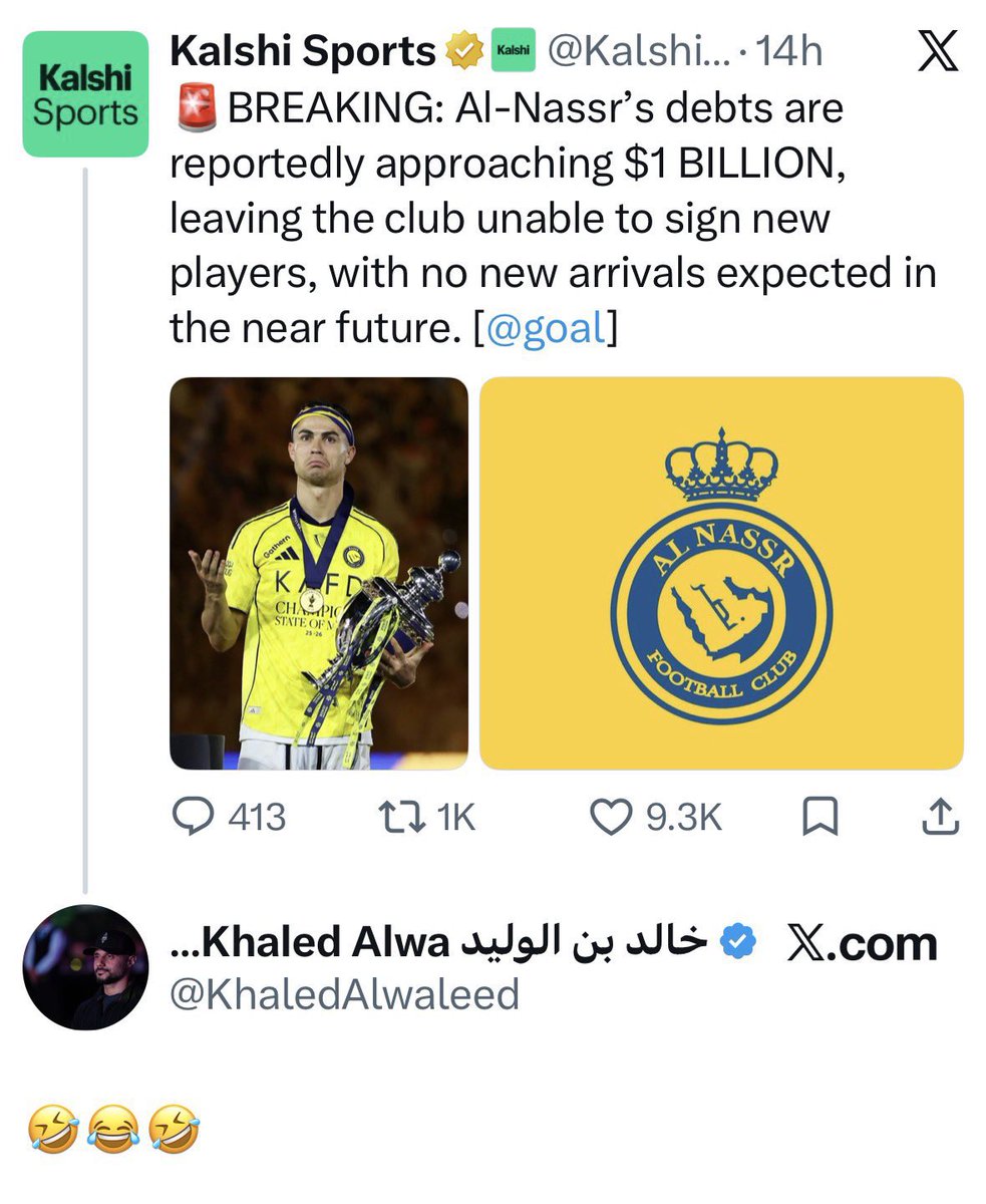 Abo3ziz009's tweet photo. -رئيس الاتحاد السعودي للرياضة للجميع .

-مستشار وزير الرياضة .

( يرد بضحك على حساب اجنبي يتحدث عن النصر ) https://t.co/8EGiwZRdVM