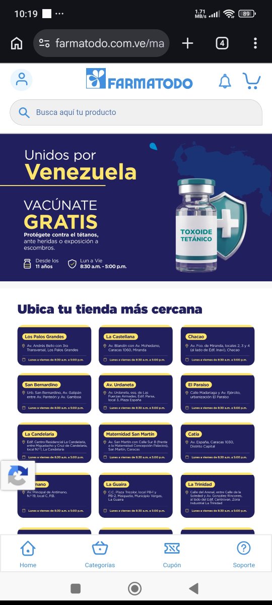 Greciamsk's tweet photo. Farmatodo anunció la aplicación gratuita de la vacuna antitetánica para personas desde los 11 años, como medida de prevención ante heridas o exposición a escombros.

👇Aquí pueden verificar las sucursales de La Guaira, Caracas y Miranda:

https://t.co/TjQsvfcmSA https://t.co/99sqZt9dF6