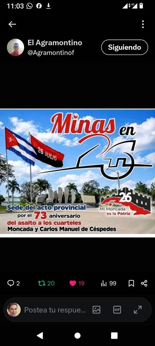 Yireisi3's tweet photo. Hoy nos unimos al júbilo por el #26DeJulio, reafirmando que nuestro compromiso es con la vida, con la salud del pueblo y con la resistencia inquebrantable de nuestra Patria. #MiMoncadaEsLaPatria ¡Seguimos en combate! 🇨🇺🩺
@BMC_TRUJILLO https://t.co/WSuk8lFJ7S