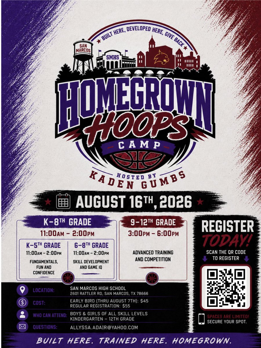 KJahnii's tweet photo. I’m excited to finally announce my first Homegrown Hoops Basketball Camp! 🏀

Spots are limited, so make sure you sign up before they’re gone. I can’t wait to get in the gym with everyone, share what I’ve learned, and help the next generation of hoopers.
 https://t.co/5hZml667FL https://t.co/IWDYqPk6Qn