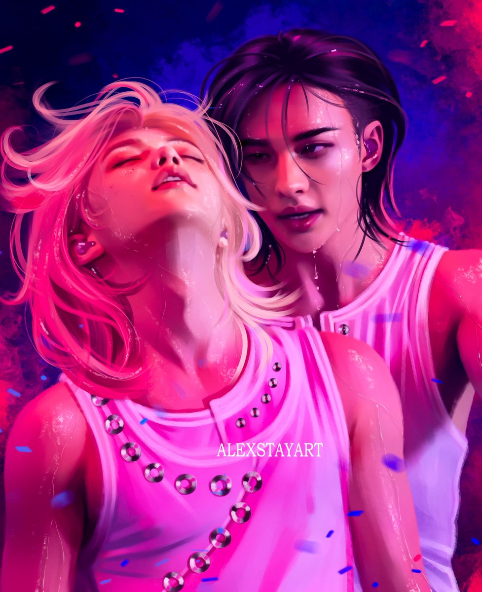 AlexStayArt's tweet photo. One of the hottest scenes of the concert🩵🩷 
#skz #straykids #hyunlix #hyunlixfanart #hyunjin #felix #straykidsfanart https://t.co/6qiHY5pma9