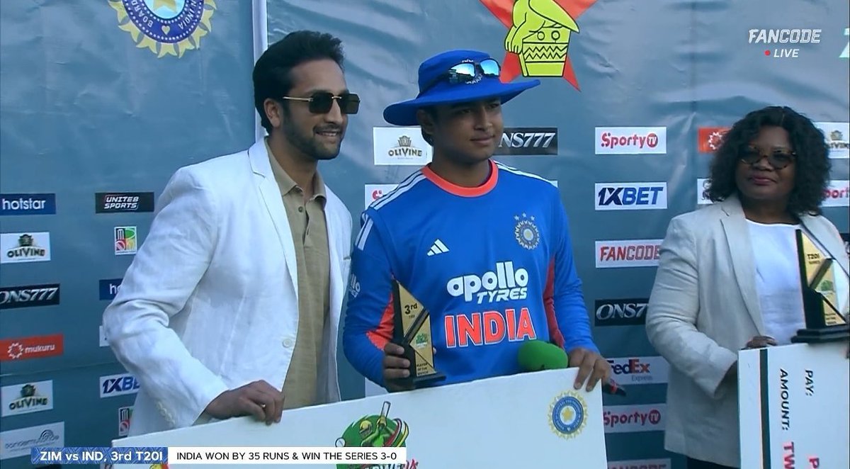 WeTheThinkers's tweet photo. Youngest to win both Player of the Match &amp; Player of the Series awards 🌟

One and only  Vaibhav Sooryavanshi 💛

Highest run-scorer of the series... and this is just the beginning. 🔥

#INDvsZIM https://t.co/CIBqXvh7Pt