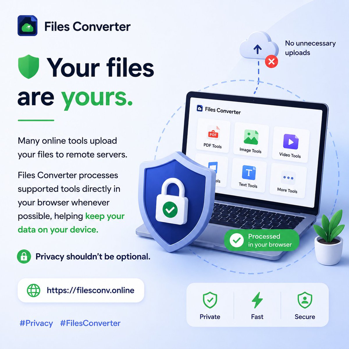 filesconv's tweet photo. 🔒 Privacy shouldn't be optional. Supported tools run in your browser whenever possible, helping keep your files on your device. https://t.co/Tw7IVzR6Xe
#FilesConverter #Privacy https://t.co/4G6NNY4TSY