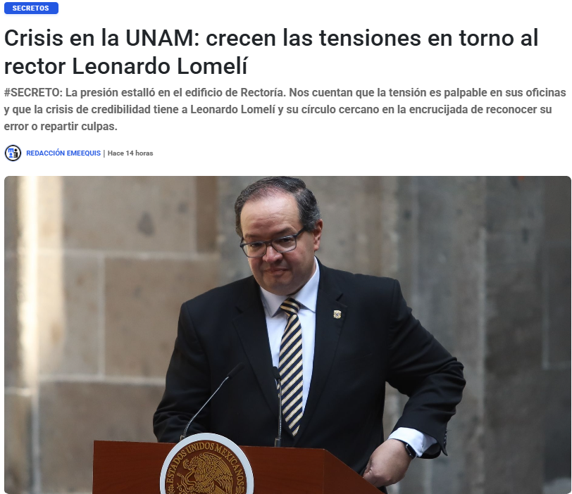 emeequis's tweet photo. 🔴 La crisis de credibilidad en la UNAM: el rector Leonardo Lomelí enfrenta la presión social tras el fraude masivo en el primer examen en línea. 🇲🇽💥📚

https://t.co/0tZUJIKS8y 
#UNAM #LeonardoLomelí #ExamenUNAM #EducaciónSuperior #EscrutinioPúblico https://t.co/vARPTJOUXF