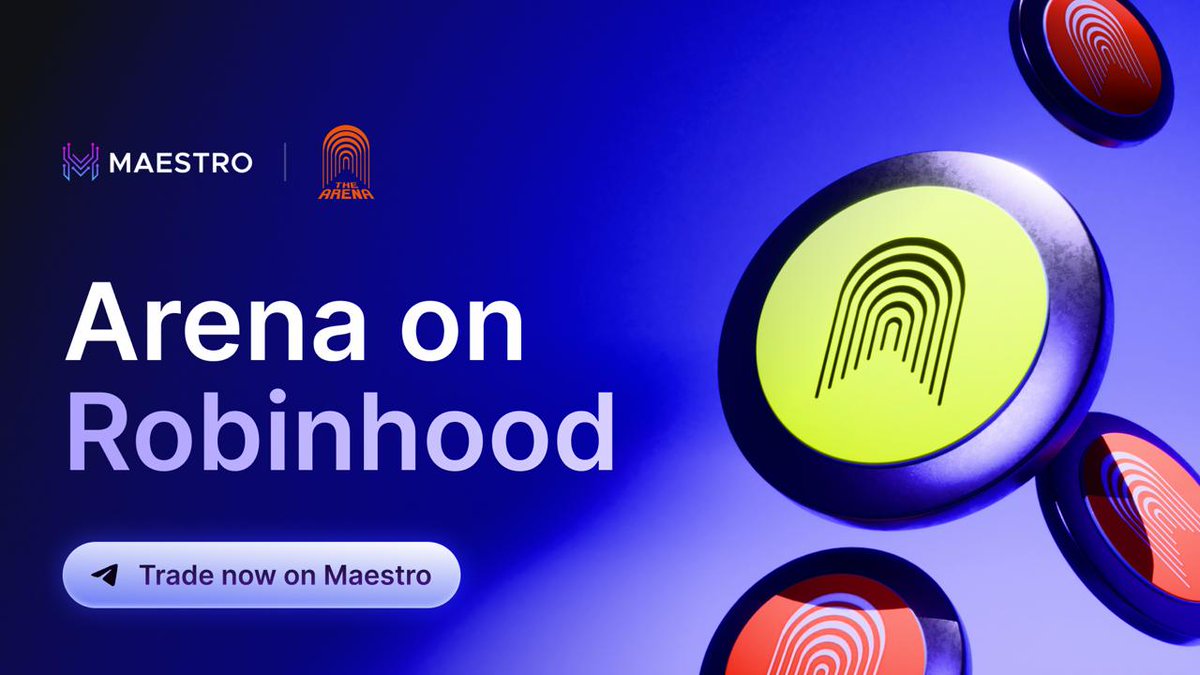 MaestroBots's tweet photo. Maestro supports ArenaTrade on Robinhood ⚔️

Trade Arena tokens the moment they launch, with the fastest execution, advanced trading tools, and up to 30% Cashback.

Enter the Arena with speed on your side.