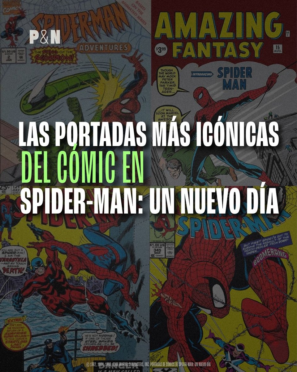 Cinepolis's tweet photo. ¿Te diste cuenta de estos guiños a los cómics en #SpiderMan: Un Nuevo Día? 😲🕷️🕸️ Checa la lista completa en @Paloma_Nacho 👉 https://t.co/jC97wqOvbj https://t.co/CDxQy6Mrfg