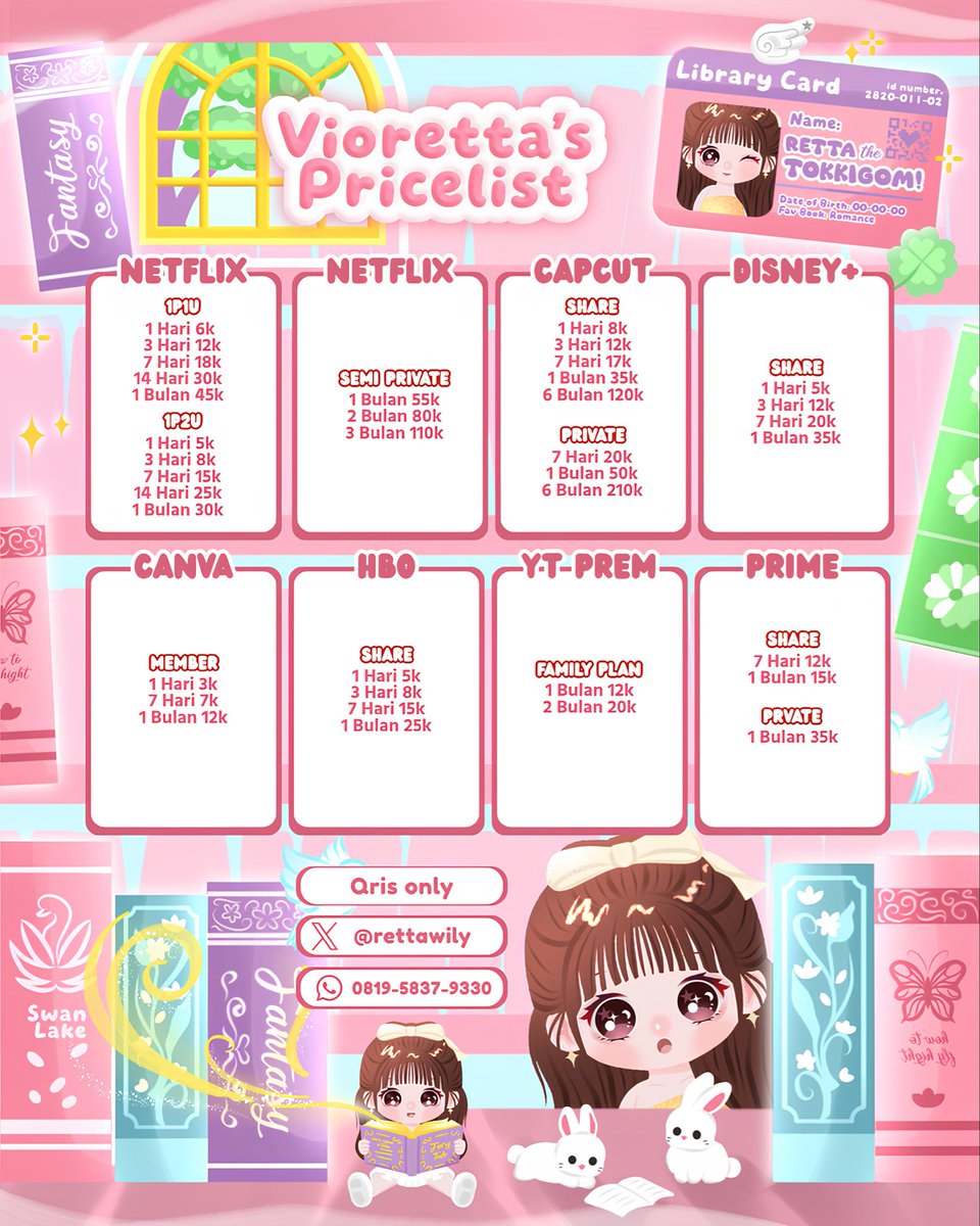 rettanala's tweet photo. wts apk premium, netflix, capcut, canva, disney, hbo, youtubeprem, prime, vidio, iqiyi, viu, wetv, bstation udaa full garansi 𑣲₍ ᐢ. .ᐢ₎
#zonauang https://t.co/YRCsKqOW9Z