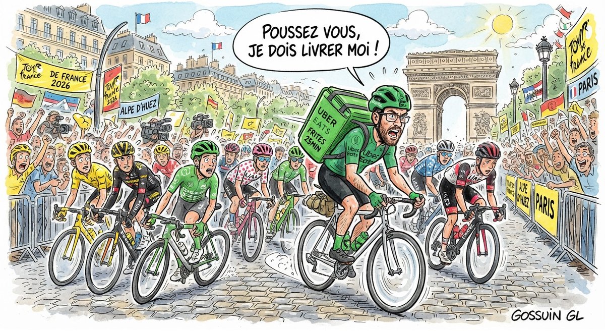 SmithyGerardLG's tweet photo. #Cycling #TourdeFrance #TDF2026📷embouteillage sur les champs élysée,les livreurs en panique. https://t.co/Y1xWcYUPAH