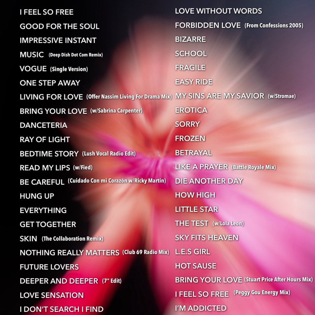 PopRag's tweet photo. My giant 44 song #Madonna playlist will keep me alive for the next year. This one incorporates songs to match #ConfessionsII — non stop play. https://t.co/ggEIsE14St