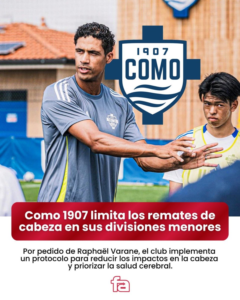 FAamericatv's tweet photo. ⚠️🇮🇹 COMO LIMITA EL CABEZAZO EN SUS CANTERAS.

Impulsado por RAPHAËL VARANE, el club implementó un protocolo para PROTEGER LA SALUD CEREBRAL de sus futbolistas. 🧠🚑 https://t.co/Q12GdE1YSL